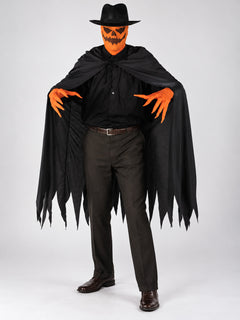 Halloween Carnival Costume: Pumpkin Mask, Cape, Gloves