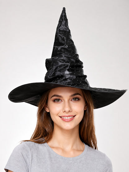 Black Carnival Witch Hat with Silver Decorations