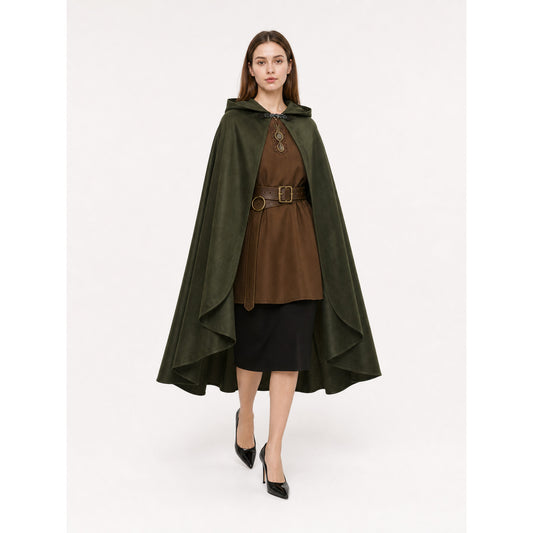 Green Medieval Costume Cloak with Hood