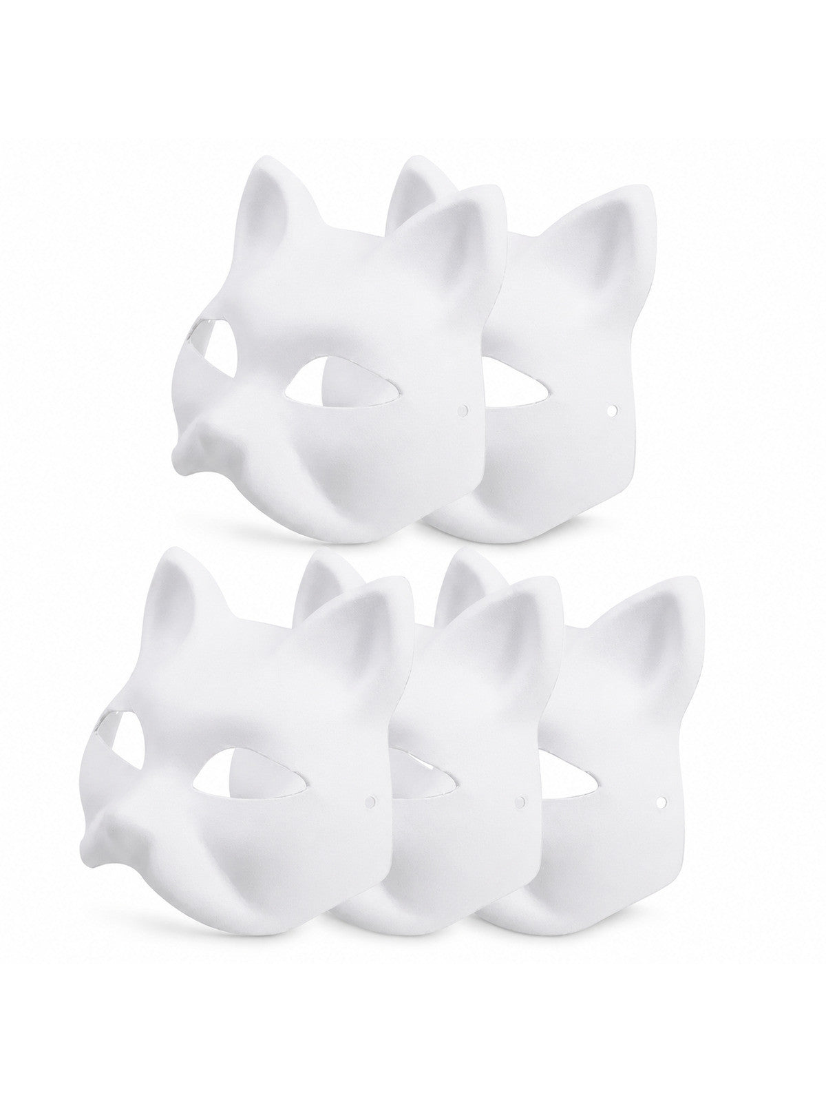 2026 DIY Paintable Plastic Blank White Mask Halloween Cosplay Half Face Mask Cat main product view