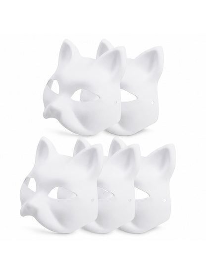 2026 DIY Paintable Plastic Blank White Mask Halloween Cosplay Half Face Mask Cat main product view