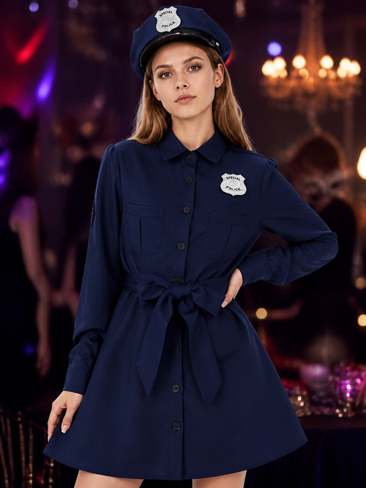 Women's Police Officer Costume, Carnival K88 for Halloween on-model view