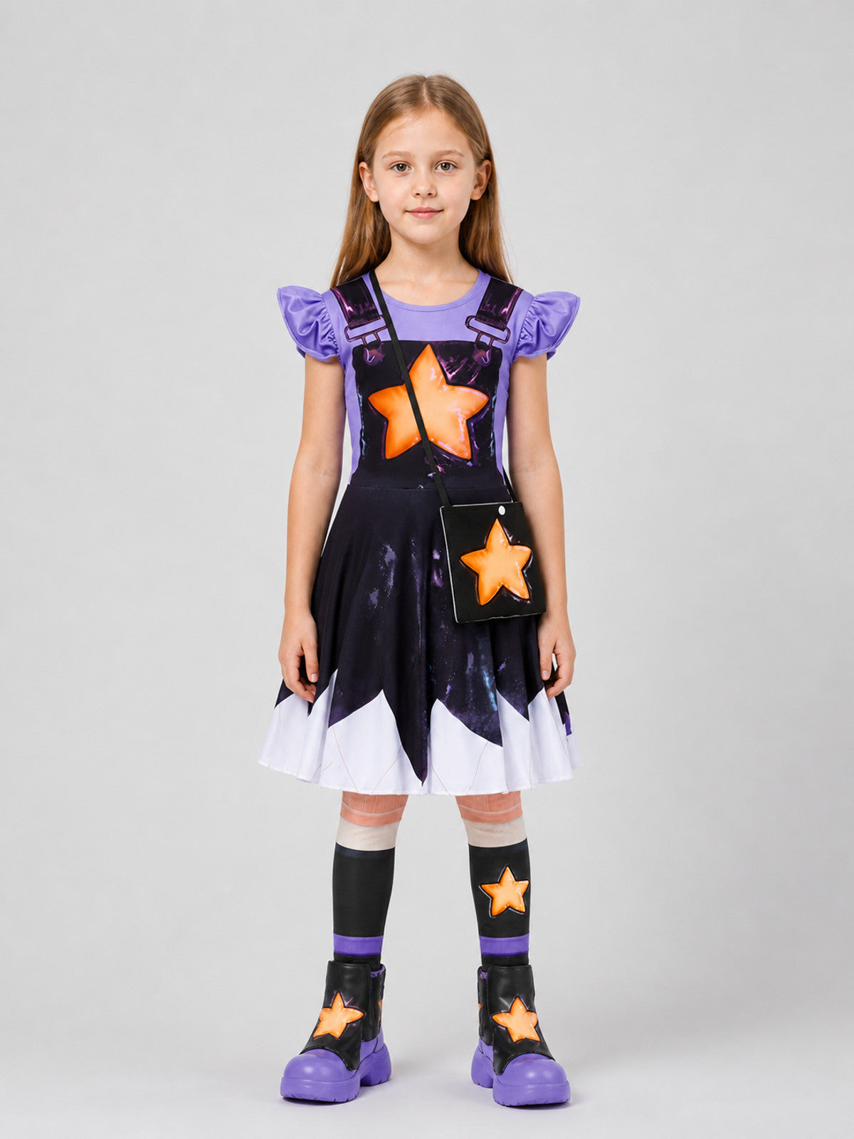Poppy Playtime Lily Dress with Leggings and Bag on-model view