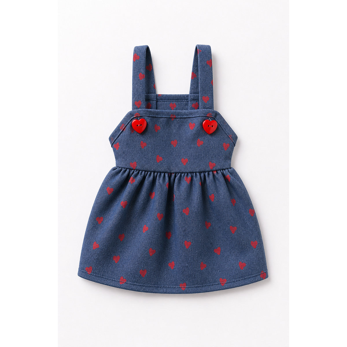 Dog Dress with Heart Print and Straps on-model view