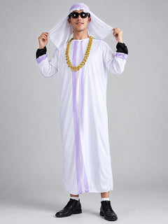 Carnival Costume with Purple Stripes and Headpiece