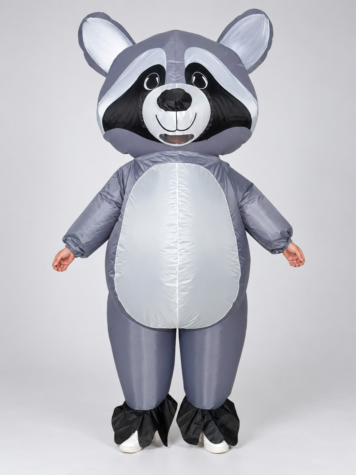 Inflatable Raccoon Costume Cartoon with Oversized Head Gray