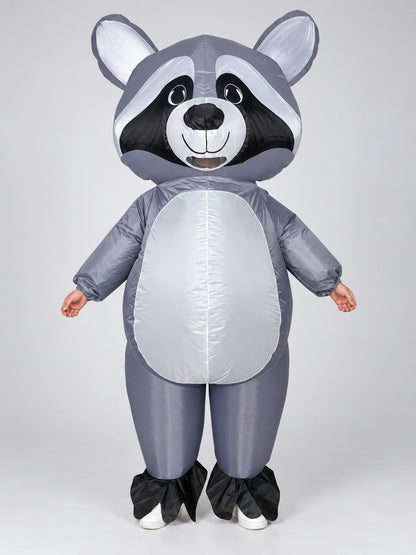 Inflatable Raccoon Costume Cartoon with Oversized Head Gray