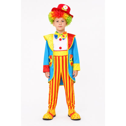 Clown Costume with Striped Jumpsuit and Hat main product view