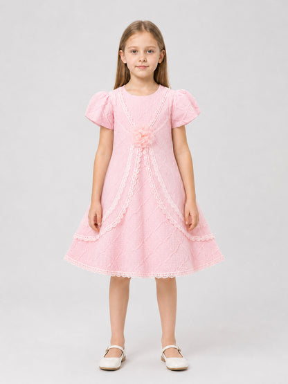 Dressy Princess Dress for Girls with Lace on-model view