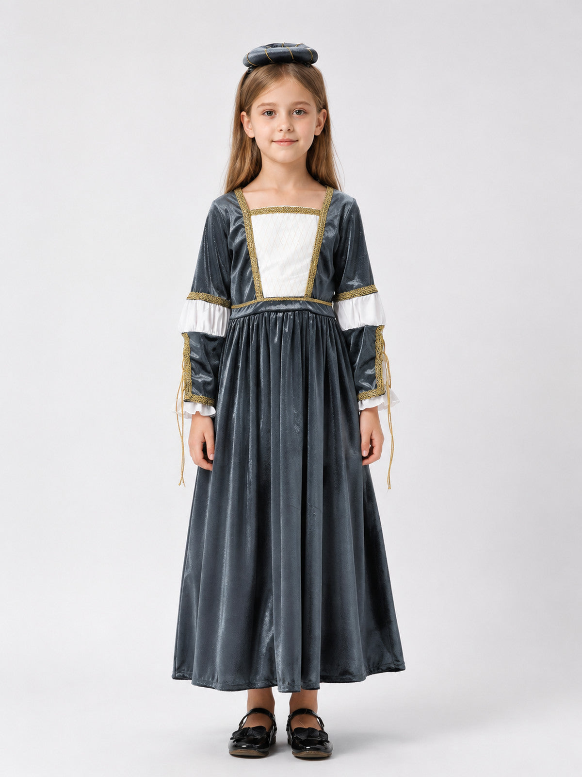 Medieval Carnival Dress with Head Accessory on-model view