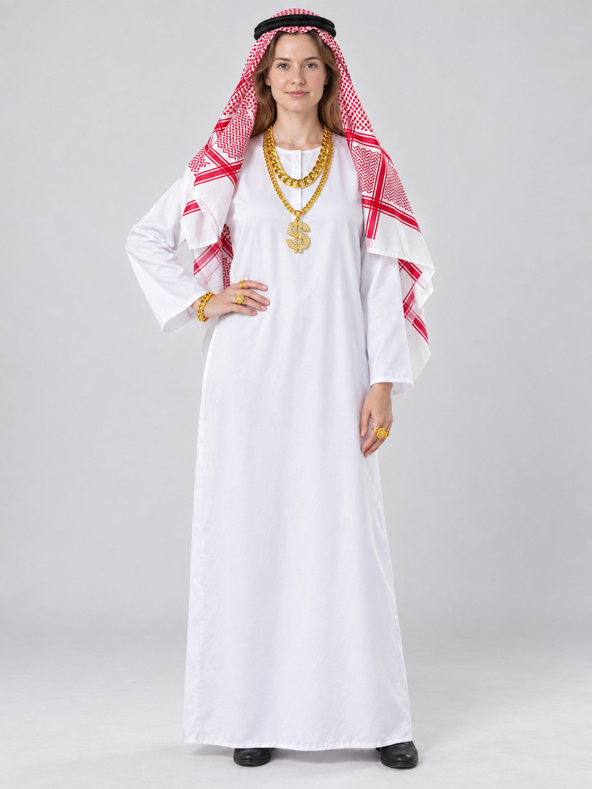 Arabian-Style Carnival Costume with Shirt and Headscarf