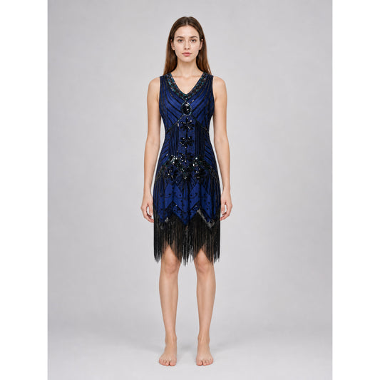 Art Deco Dress with Fringe and Sequins
