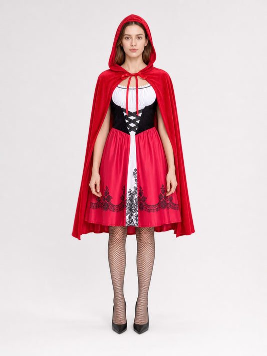 Little Red Riding Hood Costume: Dress and Cape front view