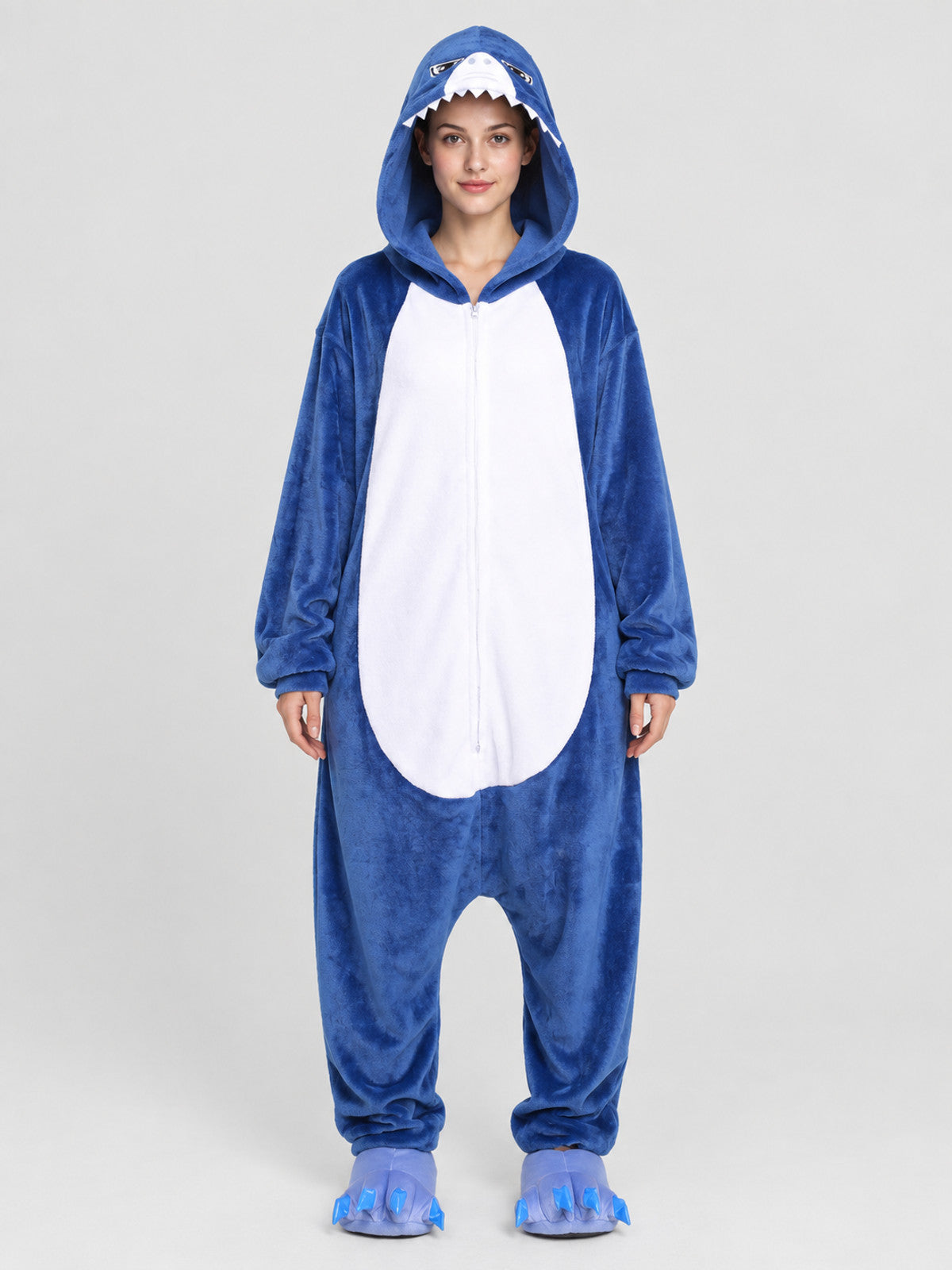 Shark-Themed Kigurumi with Hood and White Insert
