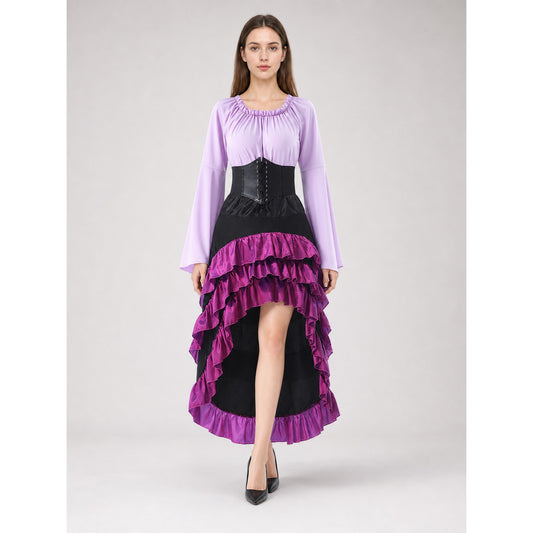 Asymmetric Ruffled Dress with Corset Lacing