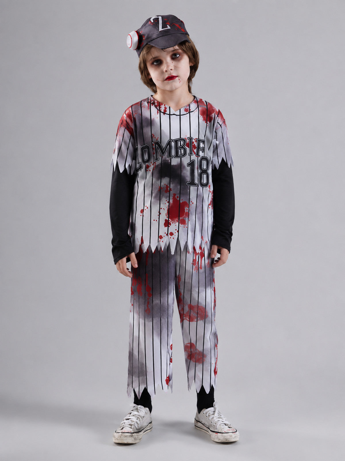 Zombie Athlete Costume with Cap on-model view