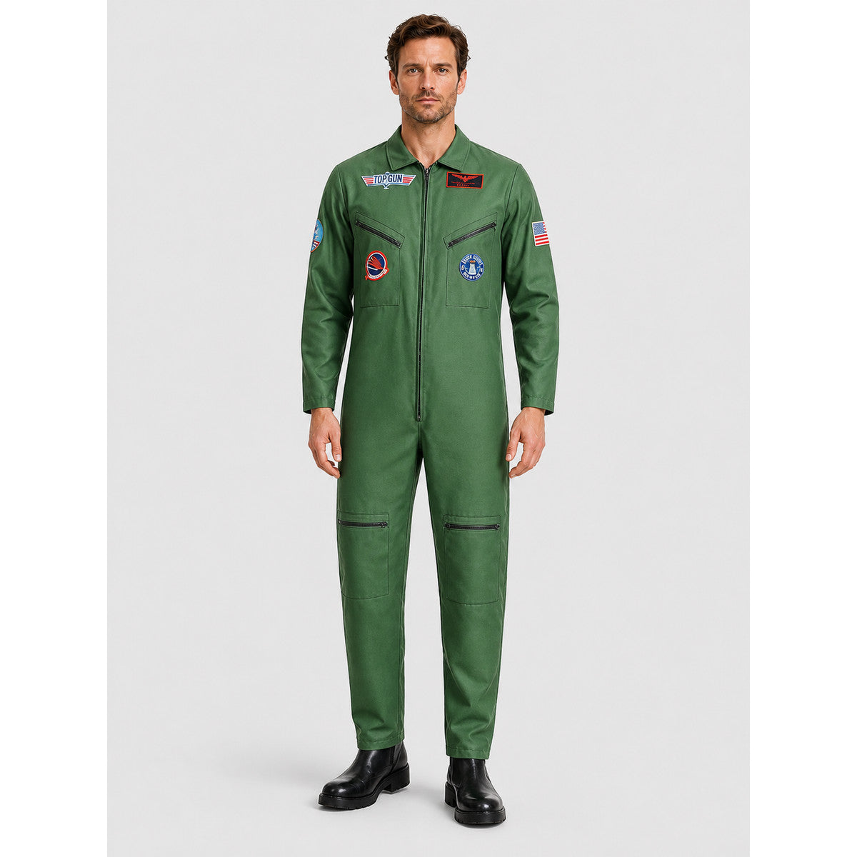 Children’s Military Pilot Jumpsuit, Top Gun, for Halloween on-model view