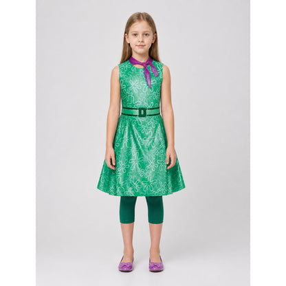 Green Kids' Inside Out 2 Cosplay Dress for Halloween on-model view
