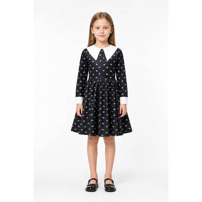 Children's Carnival Dress with Skulls and a White Collar main product view
