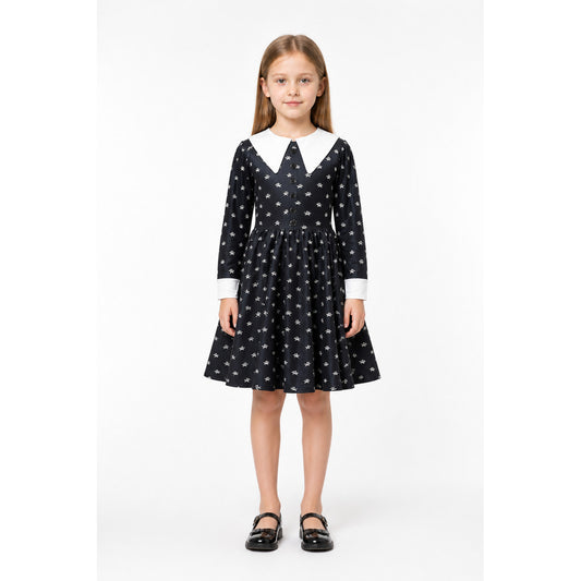 Children's Carnival Dress with Skulls and a White Collar main product view