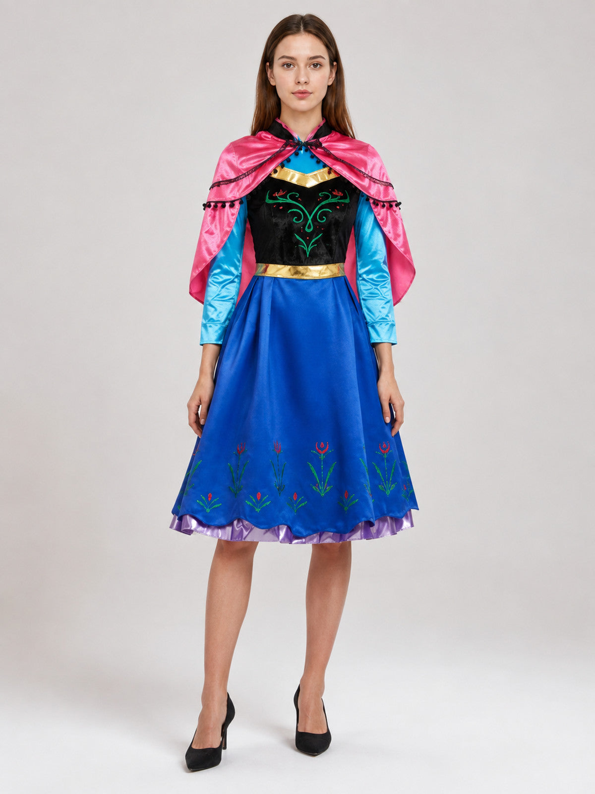 Costume with Dress and Pink Cape on-model view