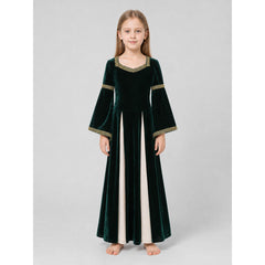 Medieval Floor-Length Dress with Bell Sleeves