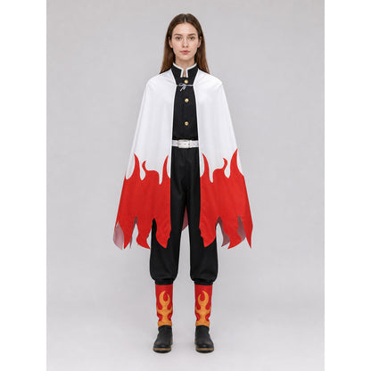 Anime cosplay costume with cape, belt, and leg warmers