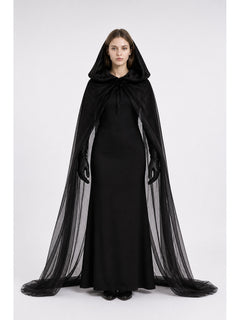 Black Witch Costume with Cape and Gloves