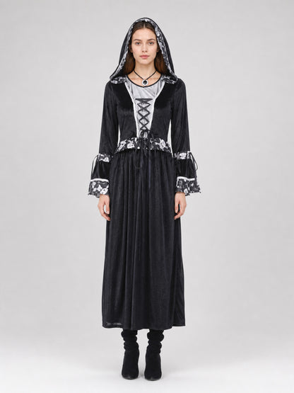 Cosplay Costume, Gothic Hooded Dress on-model view