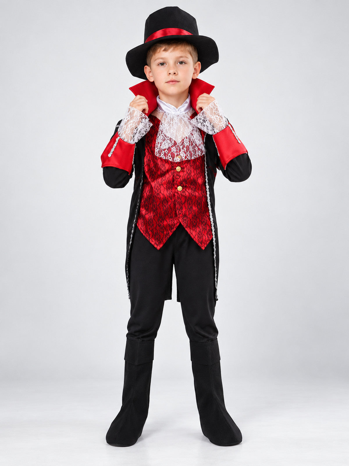 Kids' Vampire Carnival Costume with Hat, Black