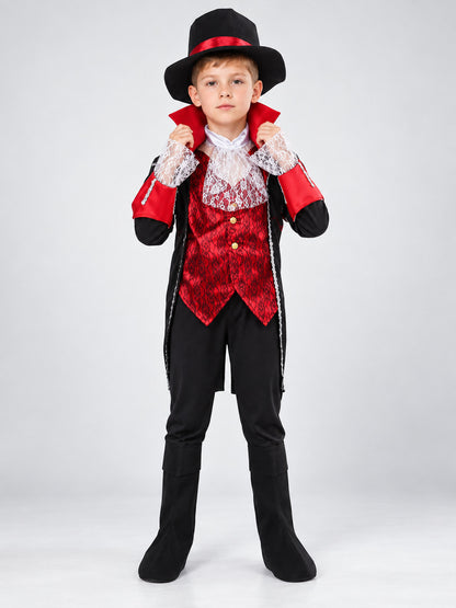 Kids' Vampire Carnival Costume with Hat, Black