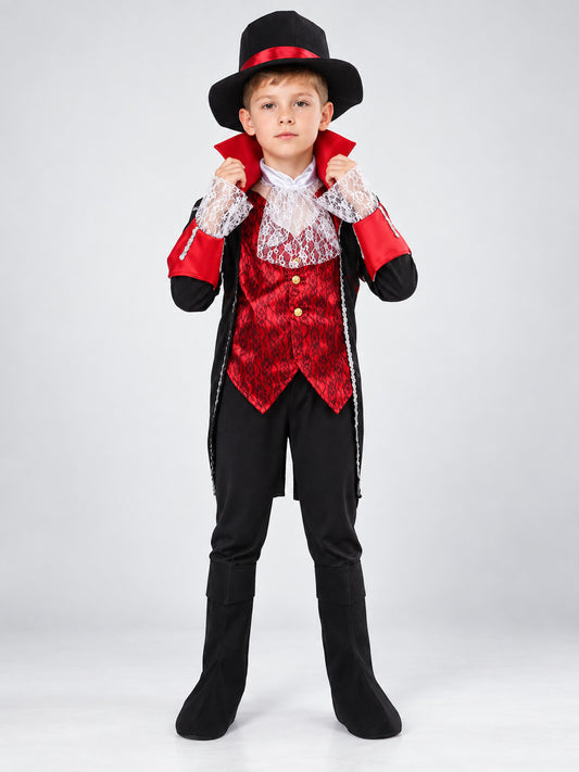 Kids' Vampire Carnival Costume with Hat, Black
