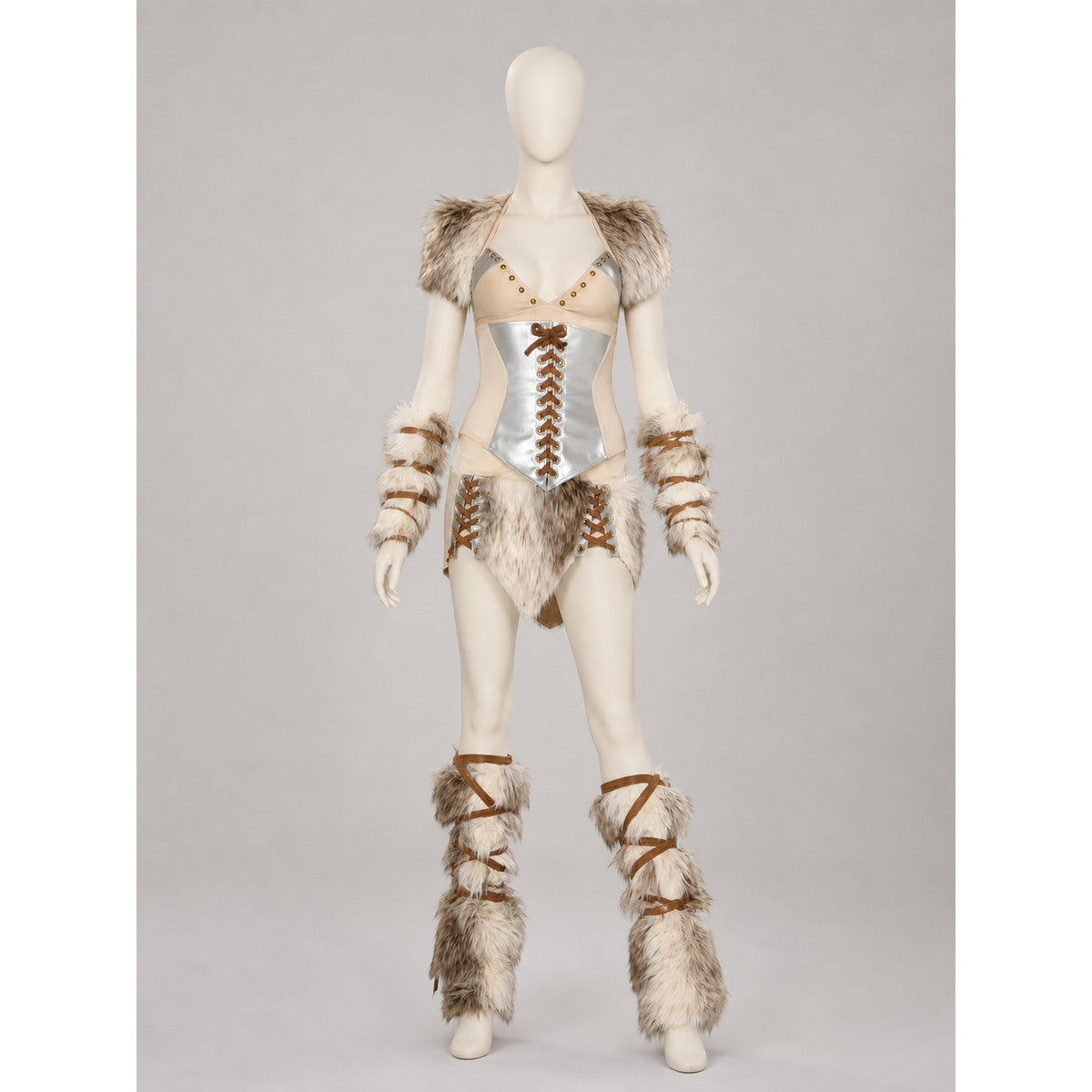 Historical Viking Costume with Horned Headwear front view