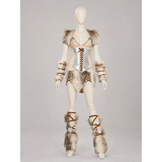 Historical Viking Costume with Horned Headwear front view