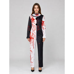 Horror Clown Costume, Jumpsuit with Scarf
