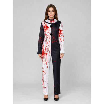 Horror Clown Costume, Jumpsuit with Scarf