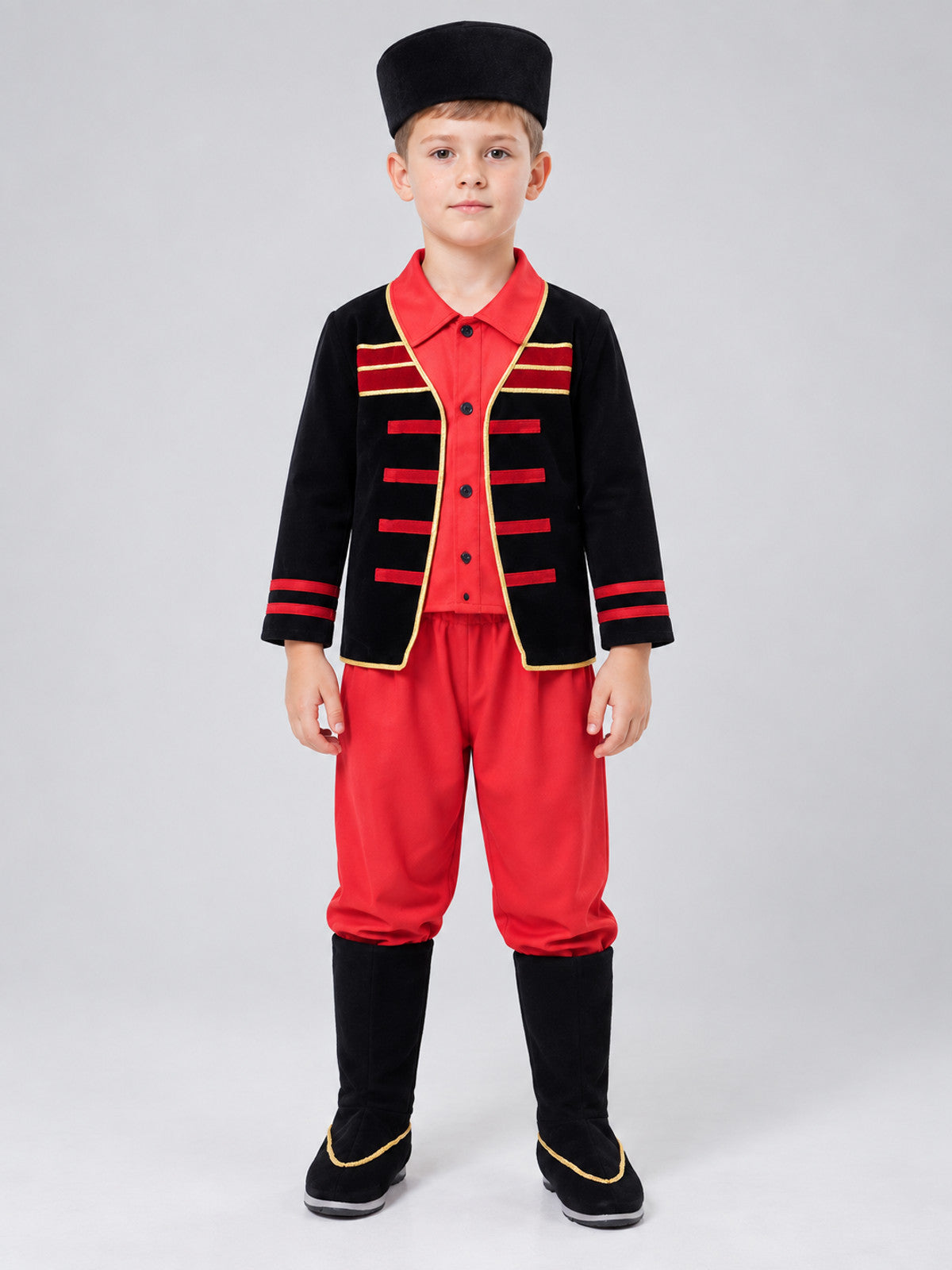 Kids' Russian Folk Costume Black with Red and Gold