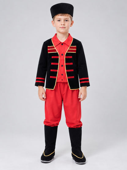Kids' Russian Folk Costume Black with Red and Gold