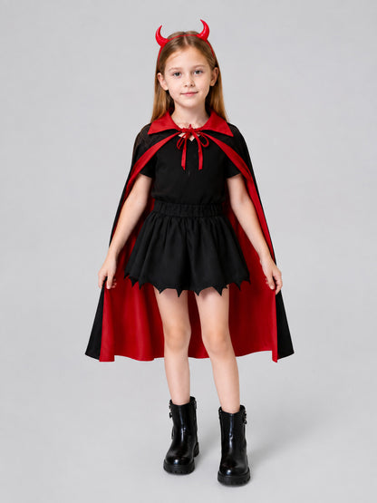 Vampire Costume with Cape and Horns on-model view