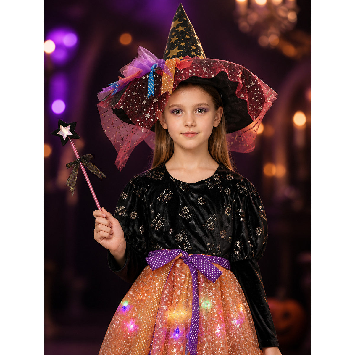 Carnival Costume with Hat and Magic Wand on-model view