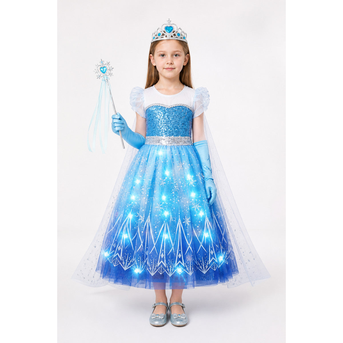Light-Up Elsa Costume with Train and Snowflakes main product view