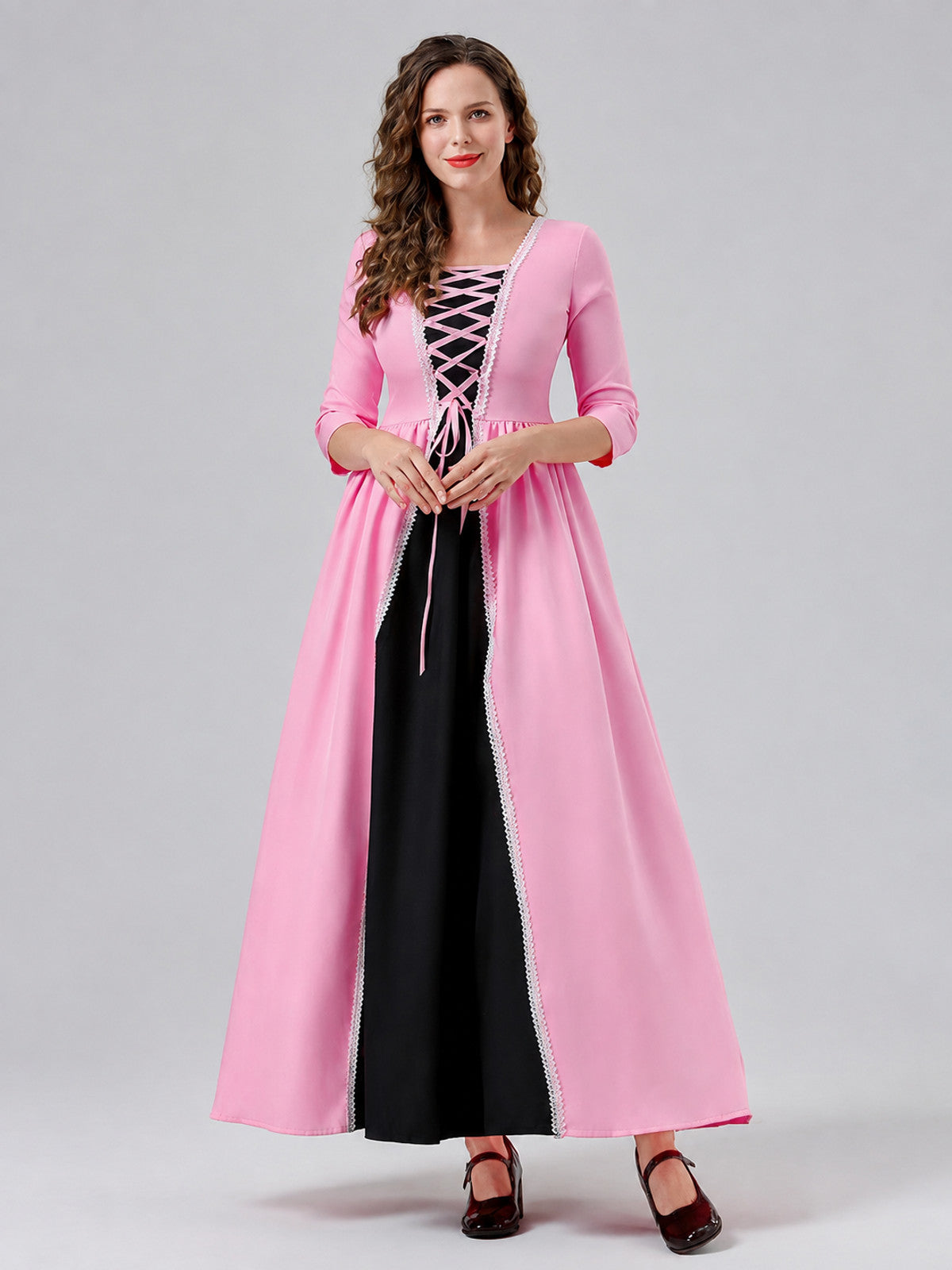 Dress with a Black Insert and Front Lacing on-model view