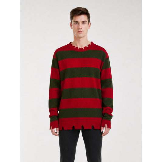Striped Horror-Style Sweater for Costume Parties