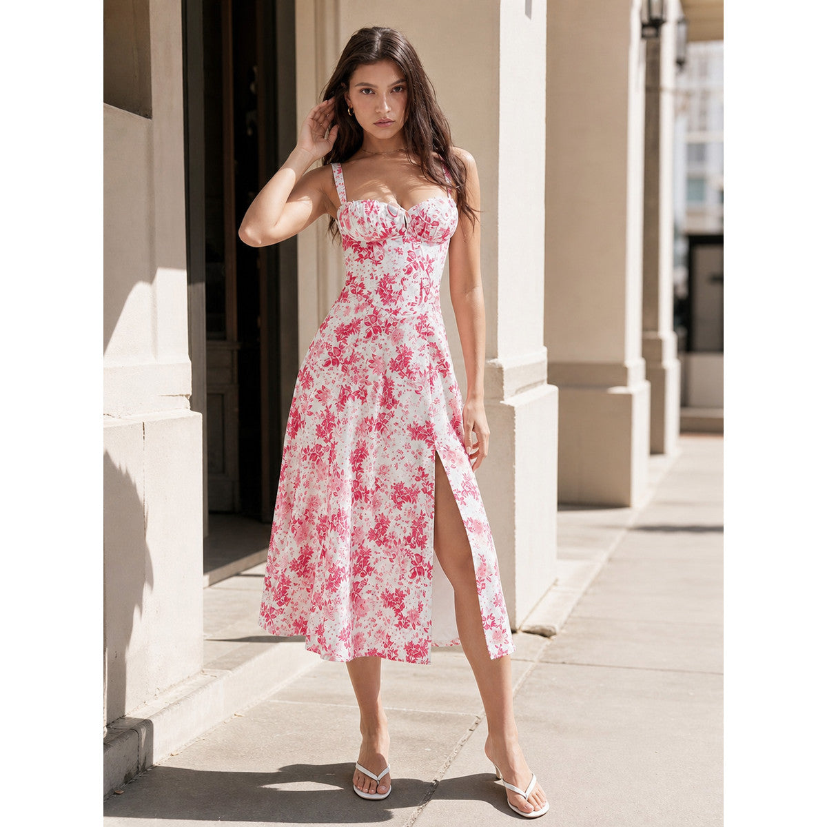 Women's Floral Print Spaghetti Strap Dress