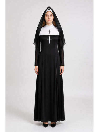 Long Costume with White Cross and Hood