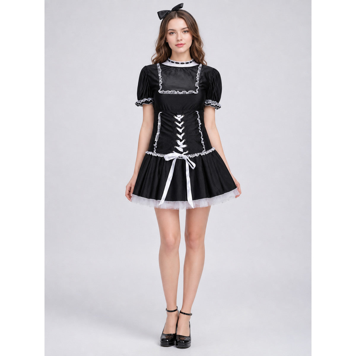 Gothic Lace and Bow Dress Set