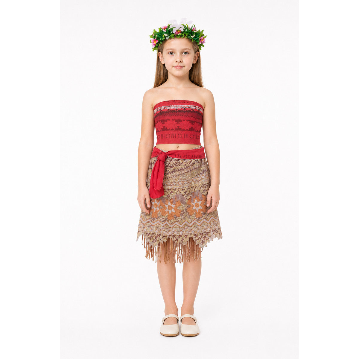 Moana Costume with Skirt, Top, and Flower Crown main product view