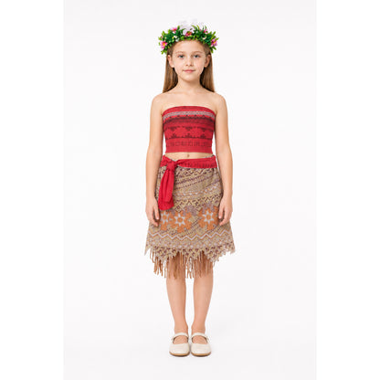 Moana Costume with Skirt, Top, and Flower Crown main product view