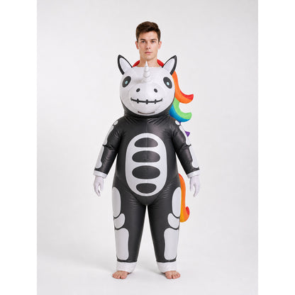 Inflatable Skeleton Unicorn Halloween Costume front view