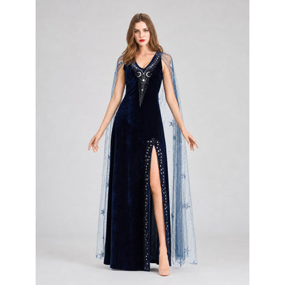 Vampire Costume with Long Dress and Cape